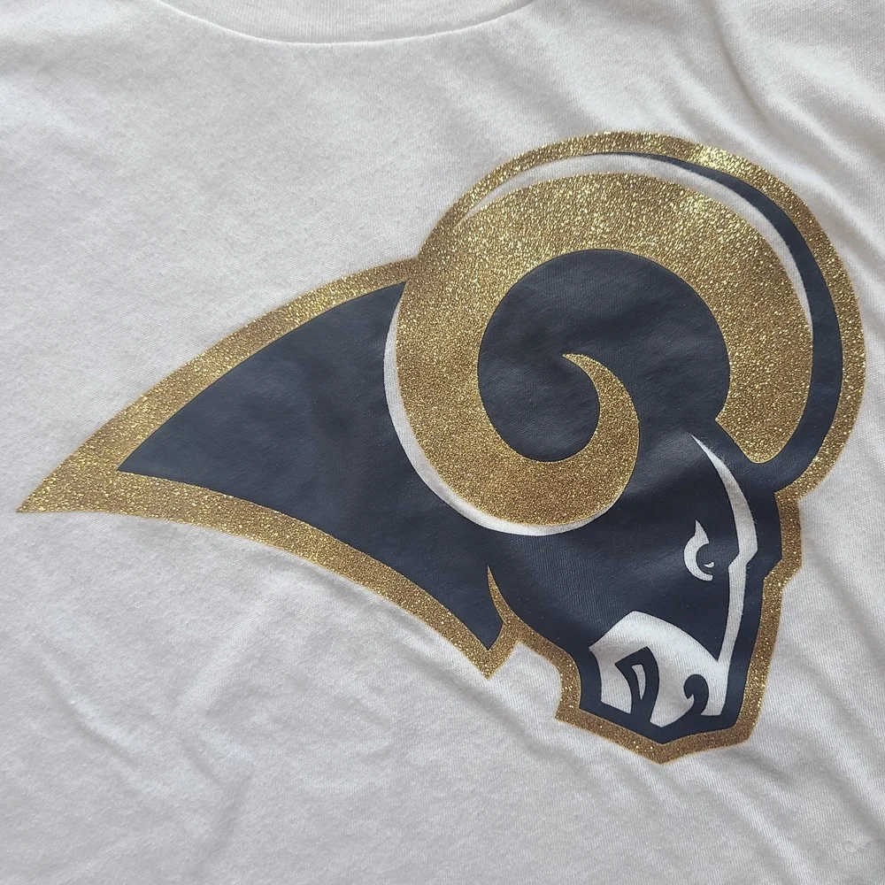 Victoria’s Secret PINK Rams NFL 3/4 Sleeve Tee Large Glitter Logo Vintage